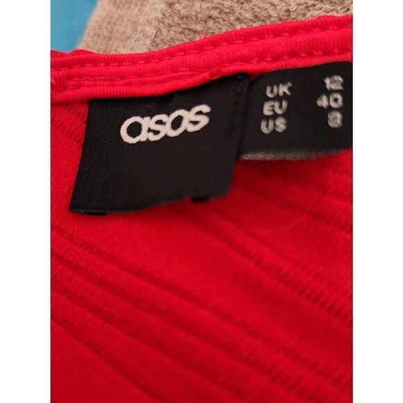 Red Asos Ribbed Midi Dress SZ 8 - Picture 4 of 6
